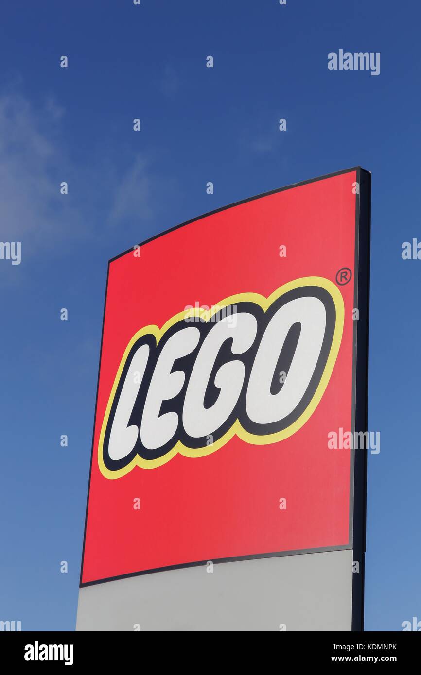 Billund, Denmark - November 12, 2015: Lego is a line of plastic construction toys that are manufactured by the Lego Group Stock Photo