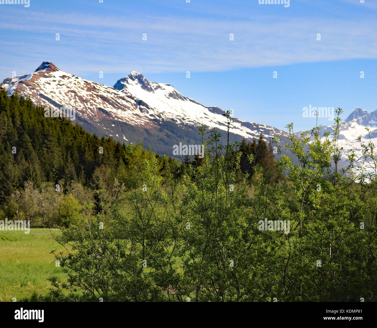 Mendenhall valley mountain ranges in Juneau, Alaska Stock Photo