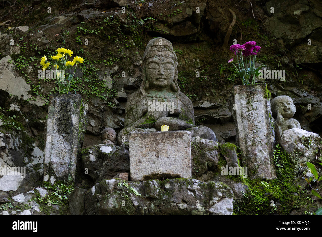 Kyoto Japan, May 22, 2017 Traditional stone Jizo Bosatsu statues at