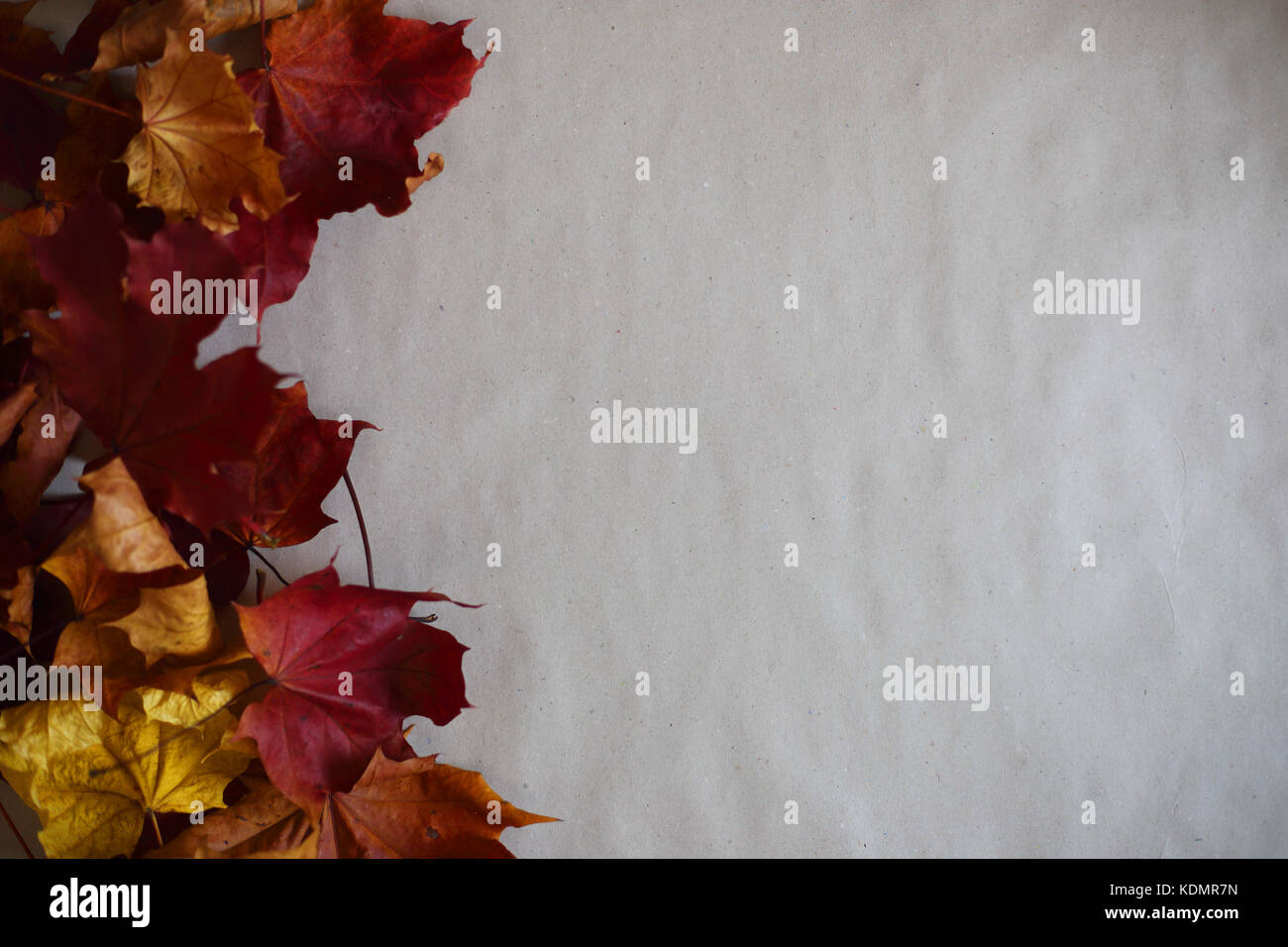 Autumn maple leaves frame over paper background with copy space Stock ...