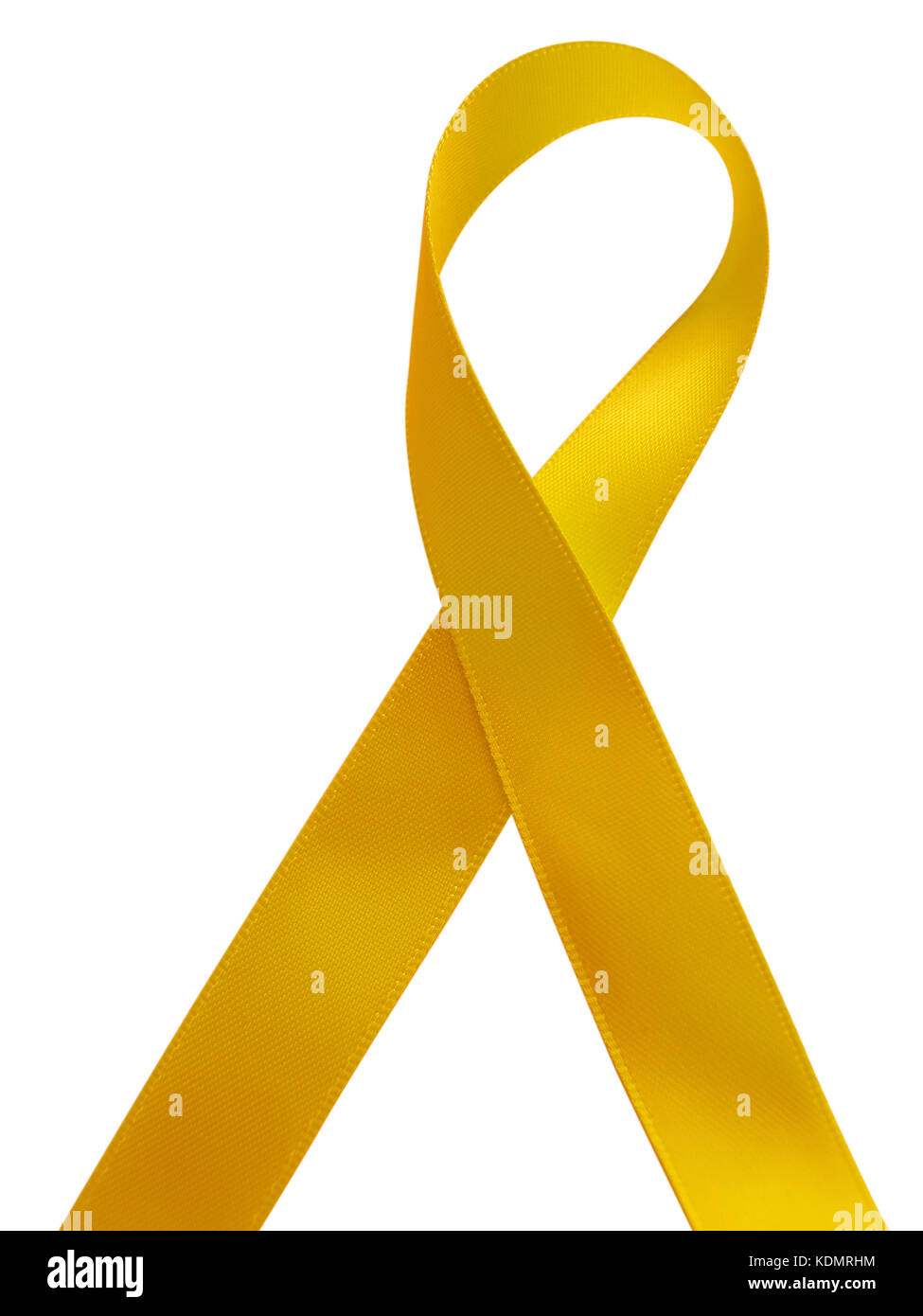 Yellow ribbon awareness isolated on white background. Clipping Path included Stock Photo
