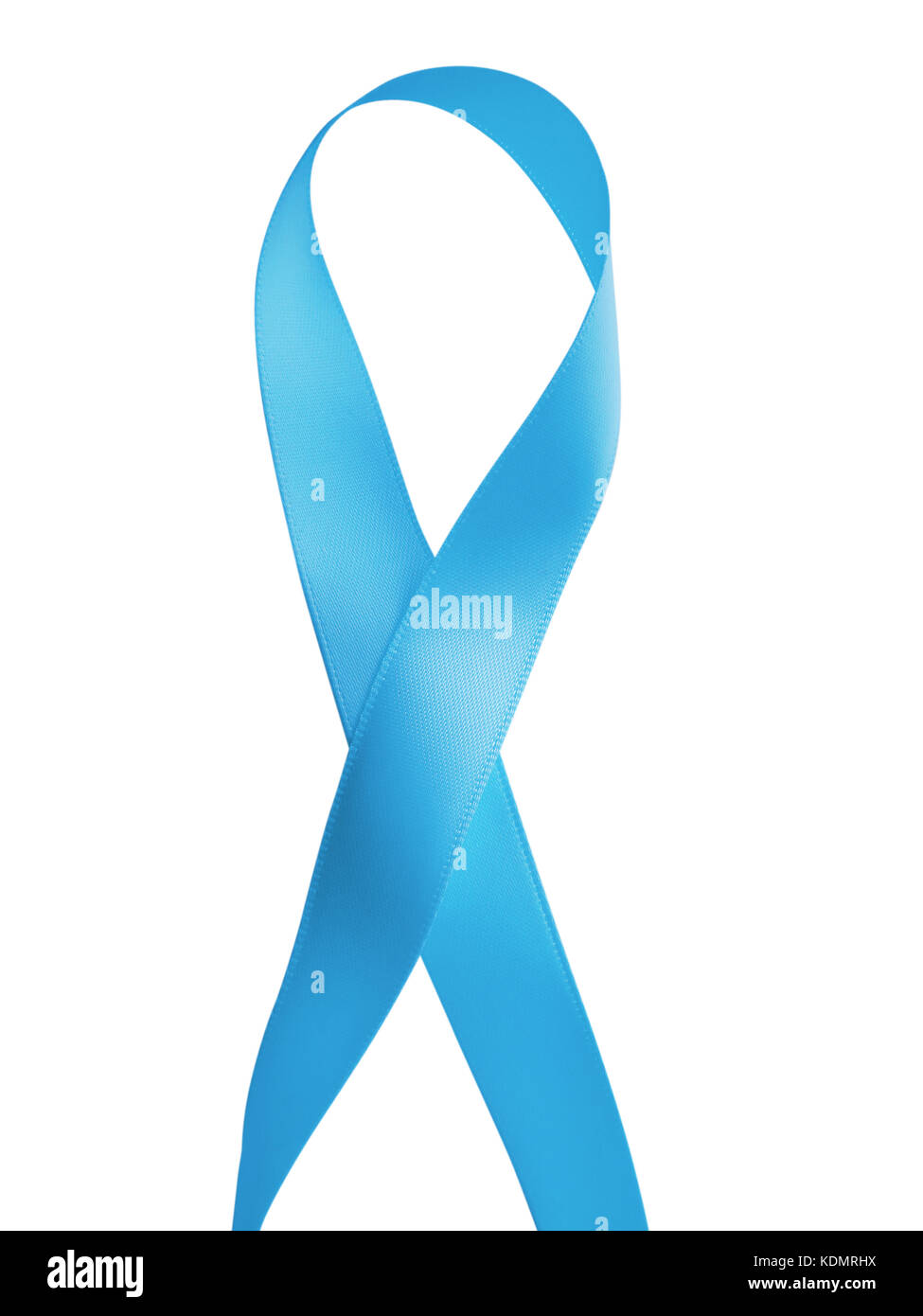Prostate cancer ribbon awareness. Disease symbol. Light blue ribbon and Silhouette Light blue ribbon isolated on white background. Clipping Path inclu Stock Photo