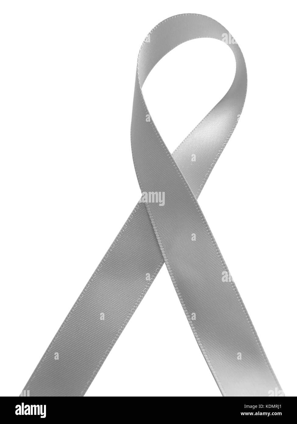 Grey ribbon awareness isolated on white background. Clipping Path included Stock Photo