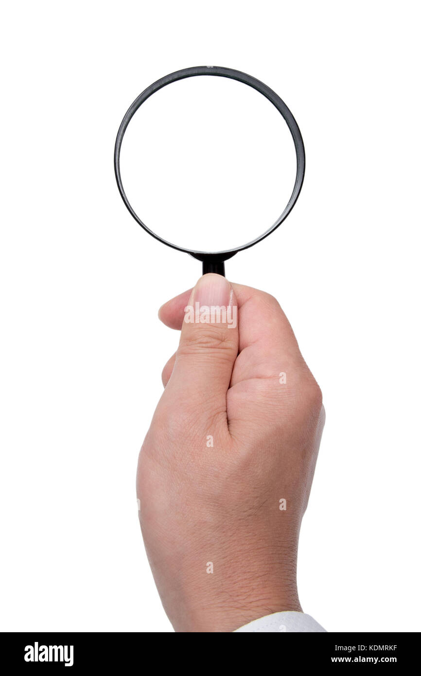 hand with magnifier Stock Photo Alamy