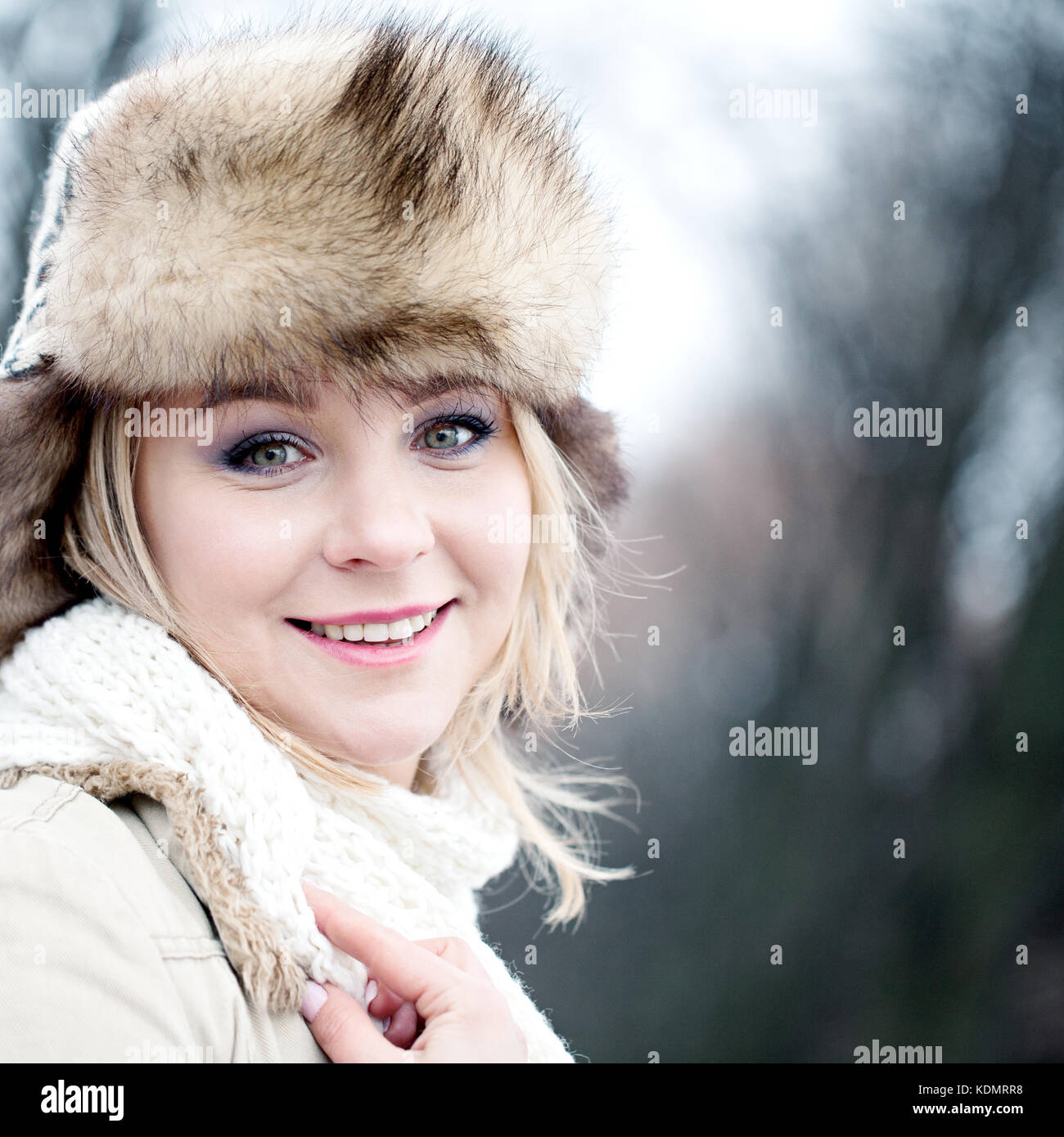 Portrait of Smiling Woman Outdoors Stock Photo