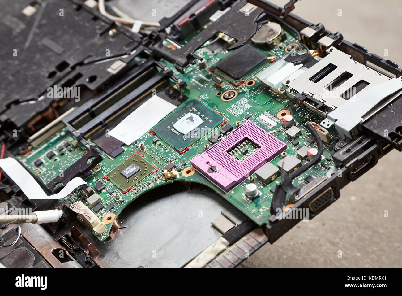 Smashed Laptop Hardware Stock Photo