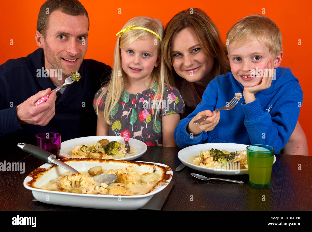 Children with Allergies.    Claire and Eddie Campbell-Adams with children Noah and Eden Rae. Stock Photo