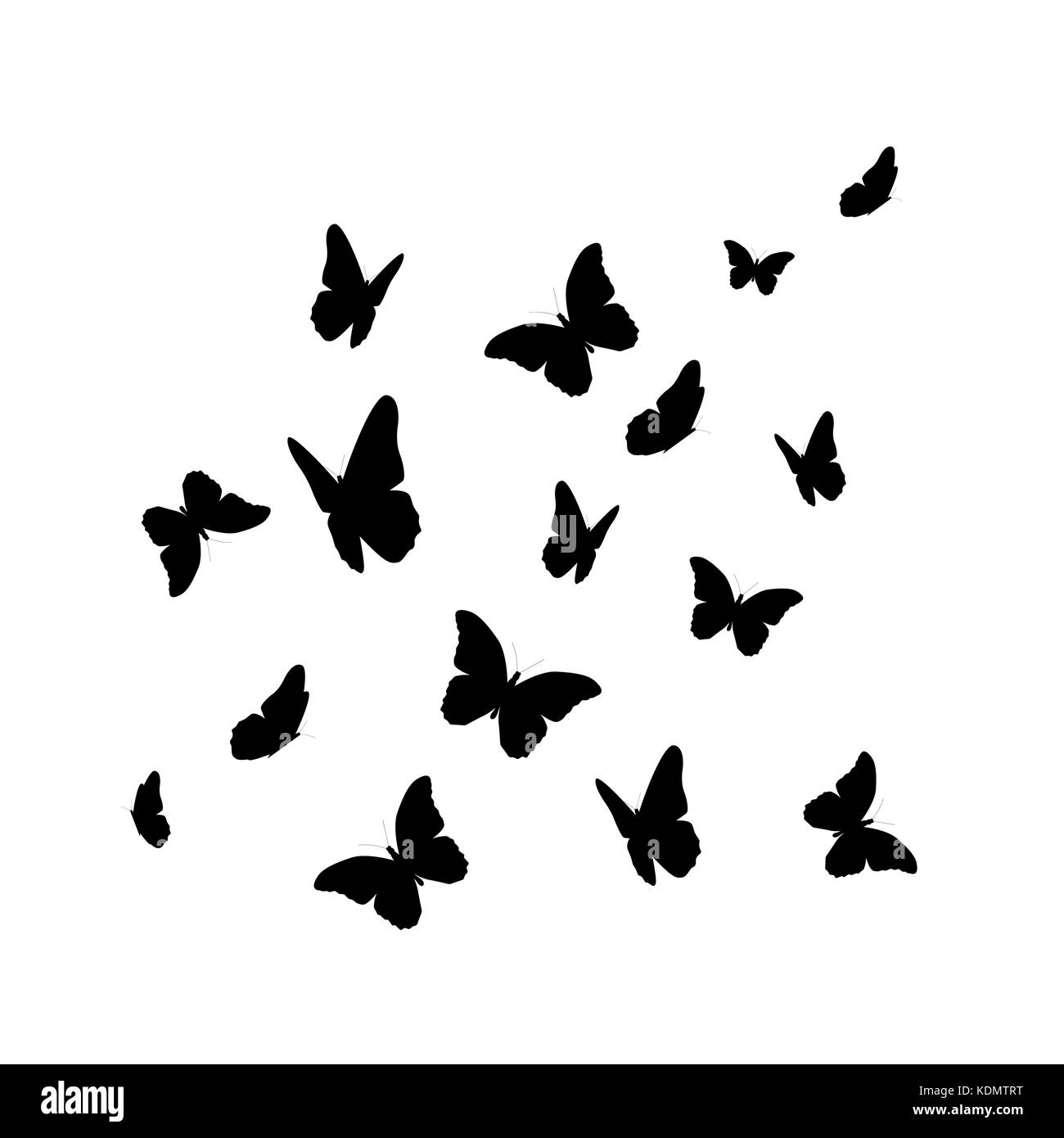Beautifil Butterfly Silhouette Isolated on White Background Vect Stock Vector