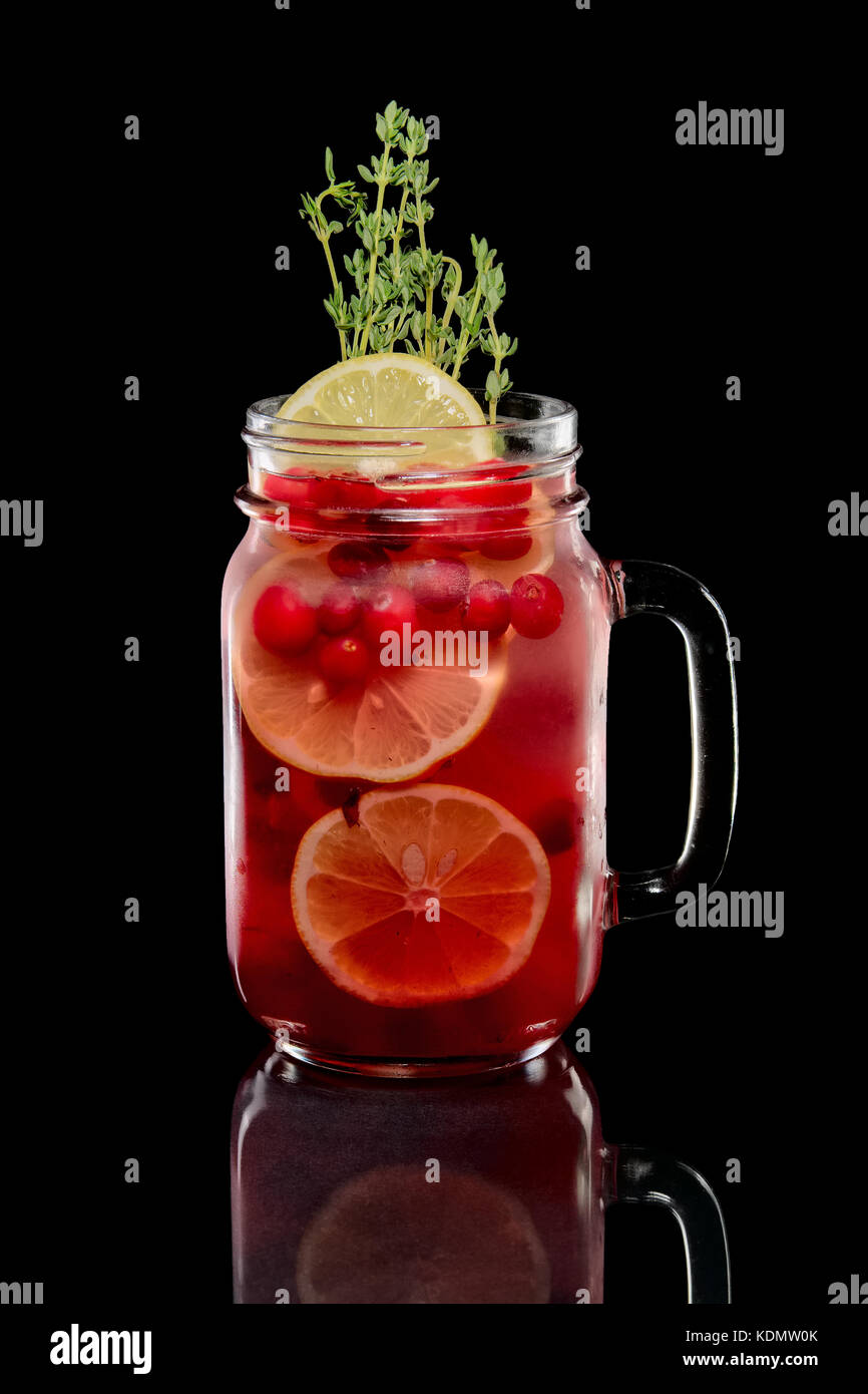 Cold cranberry mint cocktail with rosemary Stock Photo Alamy