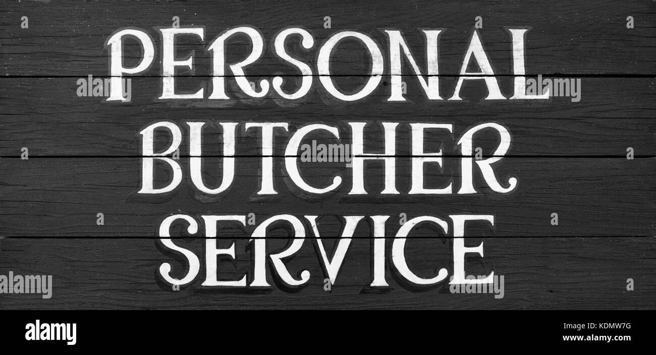 PERSONAL BUTCHER SERVICE sign. Stock Photo