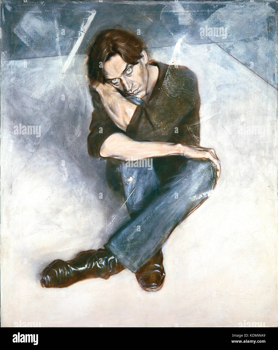 Oil painting of an Iggy Pop lookalike model for my series Urban Idiocy