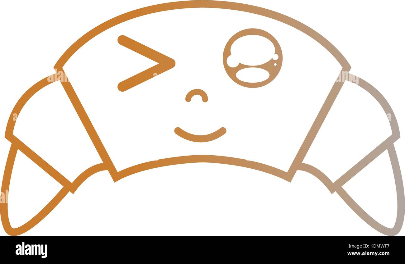 line kawaii cute happy croissant bread Stock Vector Image & Art - Alamy