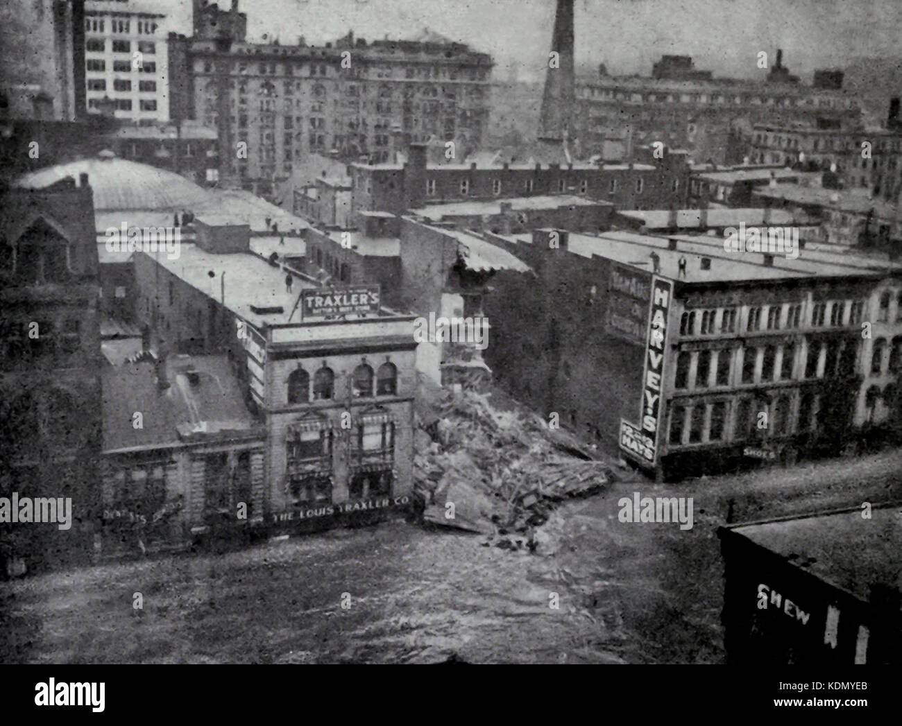 Ten Feet of Water on Main Street Dayton, Ohio 1913 Flood Stock