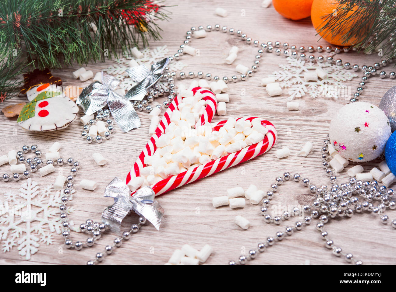 Christmas set of lollipops and marshmallows Stock Photo Alamy