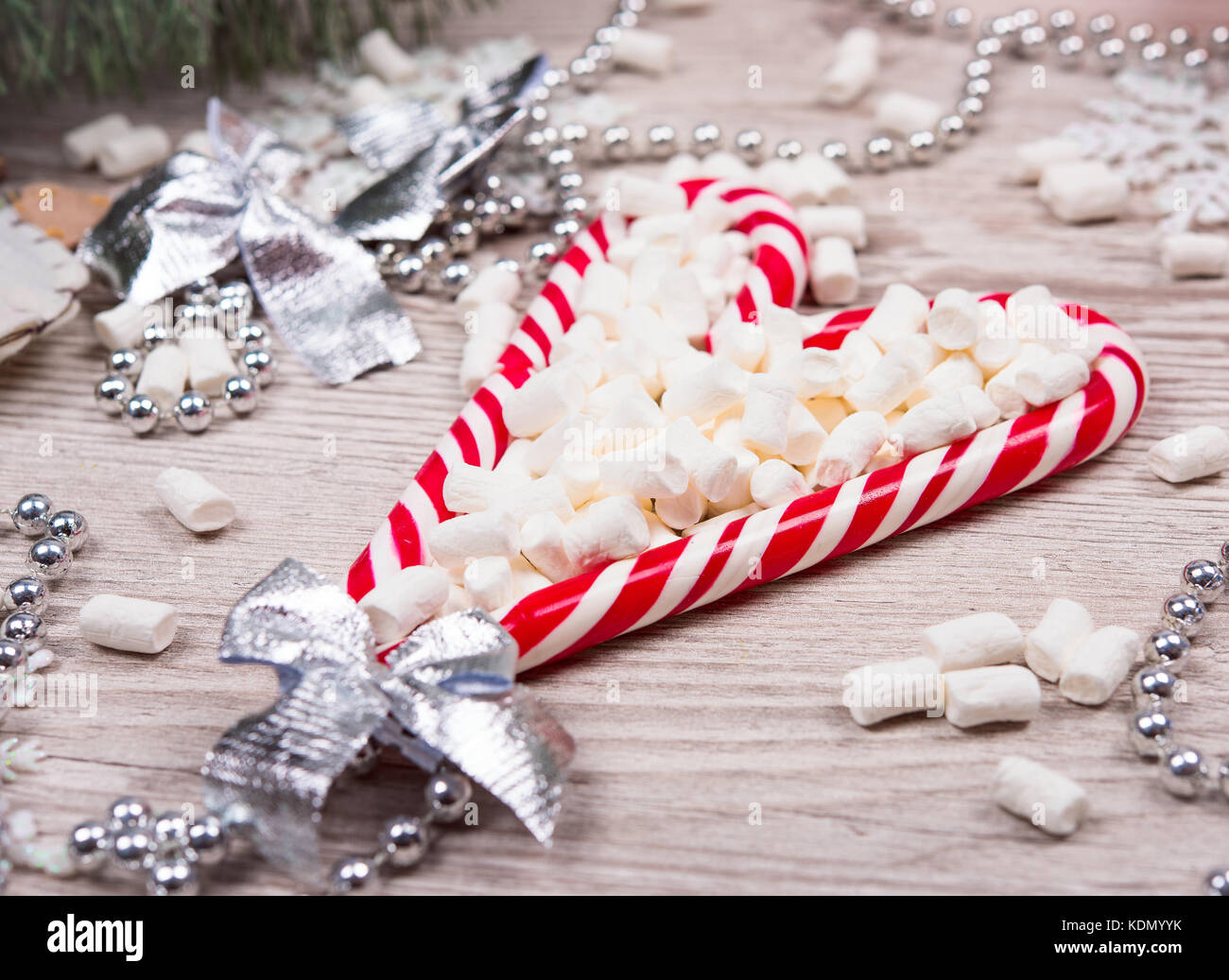 Christmas set of lollipops and marshmallows Stock Photo Alamy