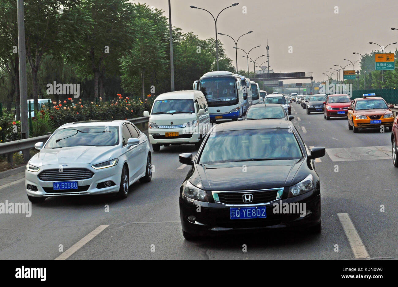traffic jam on highway near Beijing, China Stock Photo