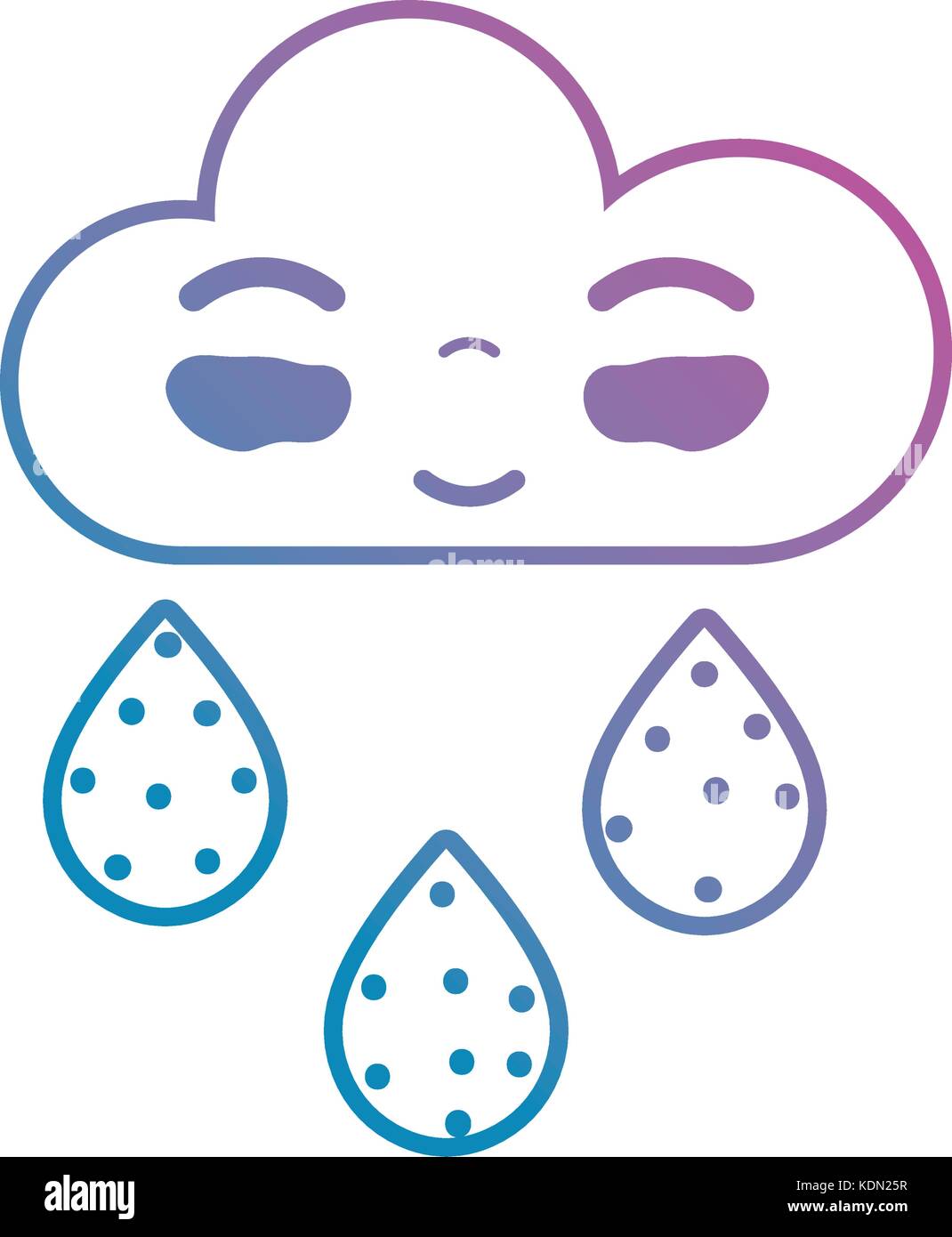 line kawaii cute happy cloud raining Stock Vector Image & Art - Alamy