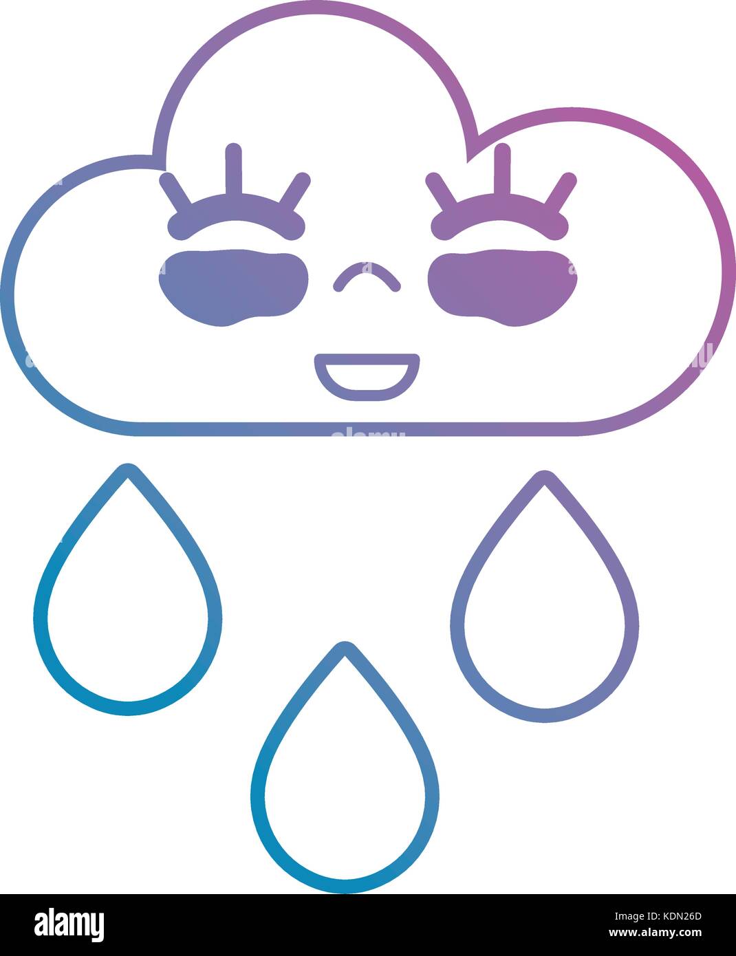 line kawaii cute happy cloud raining Stock Vector Image & Art - Alamy