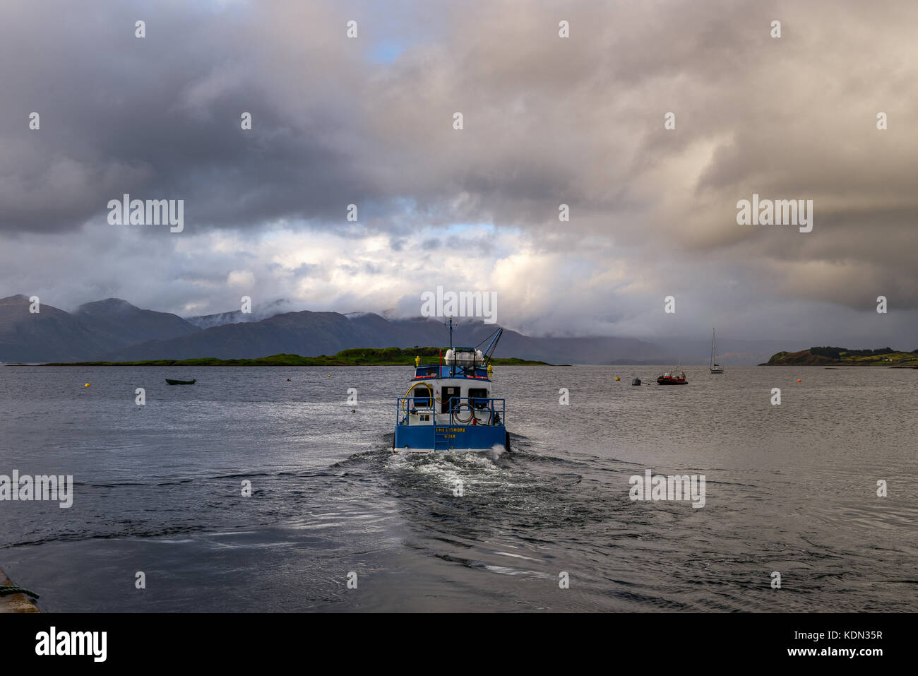 The Lismore Ferry leaving Port Appin in Scotland Stock Photo