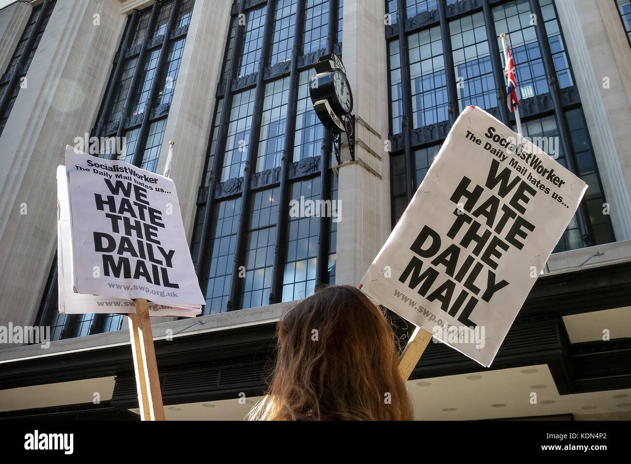 Protesters outside Daily Mail newspaper head offices in London, UK Stock Photo