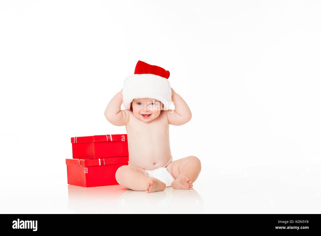 Cute Santa baby boy Stock Photo