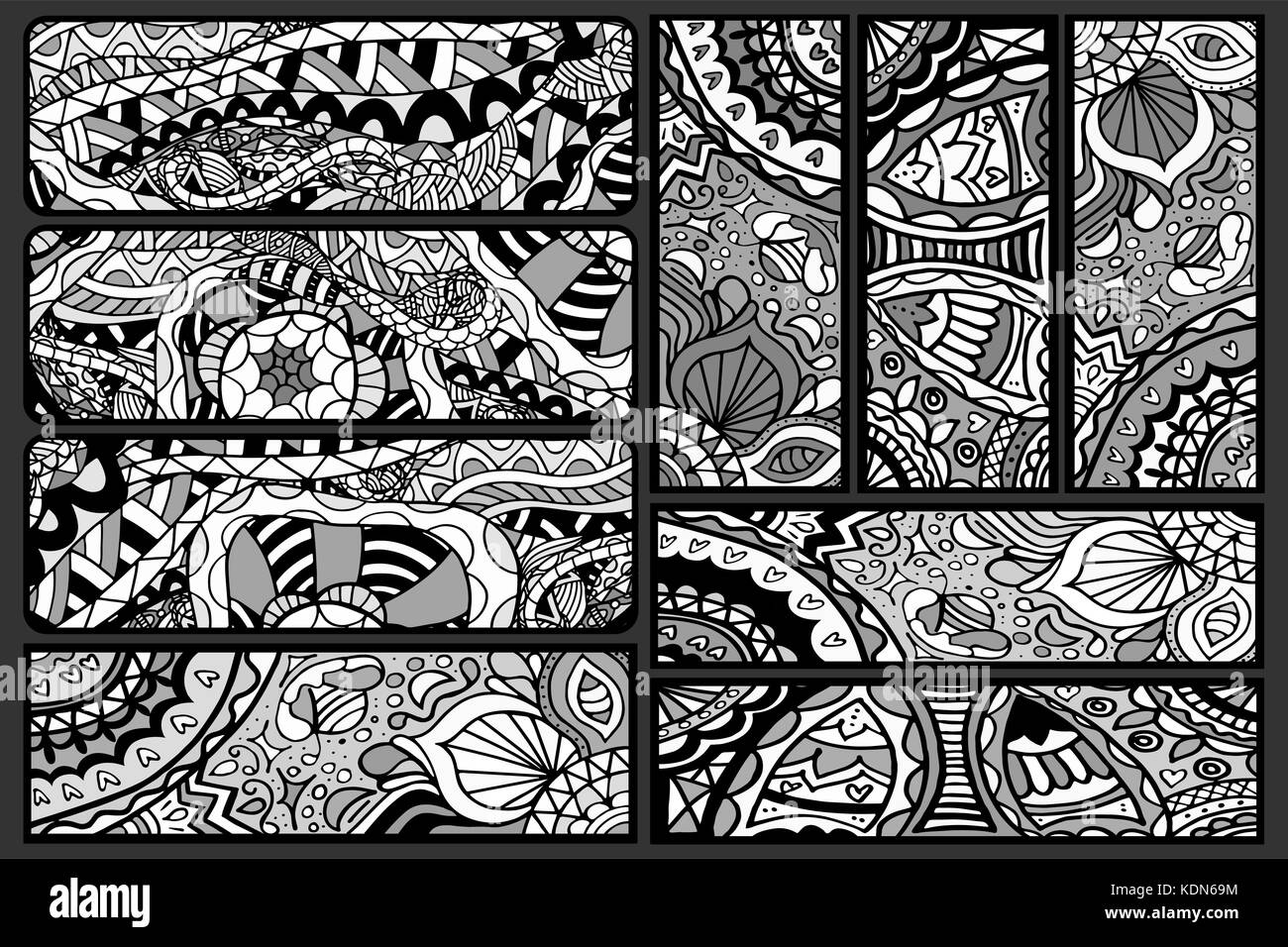 Abstract vector hand drawn vintage ethnic pattern card set Stock Vector ...