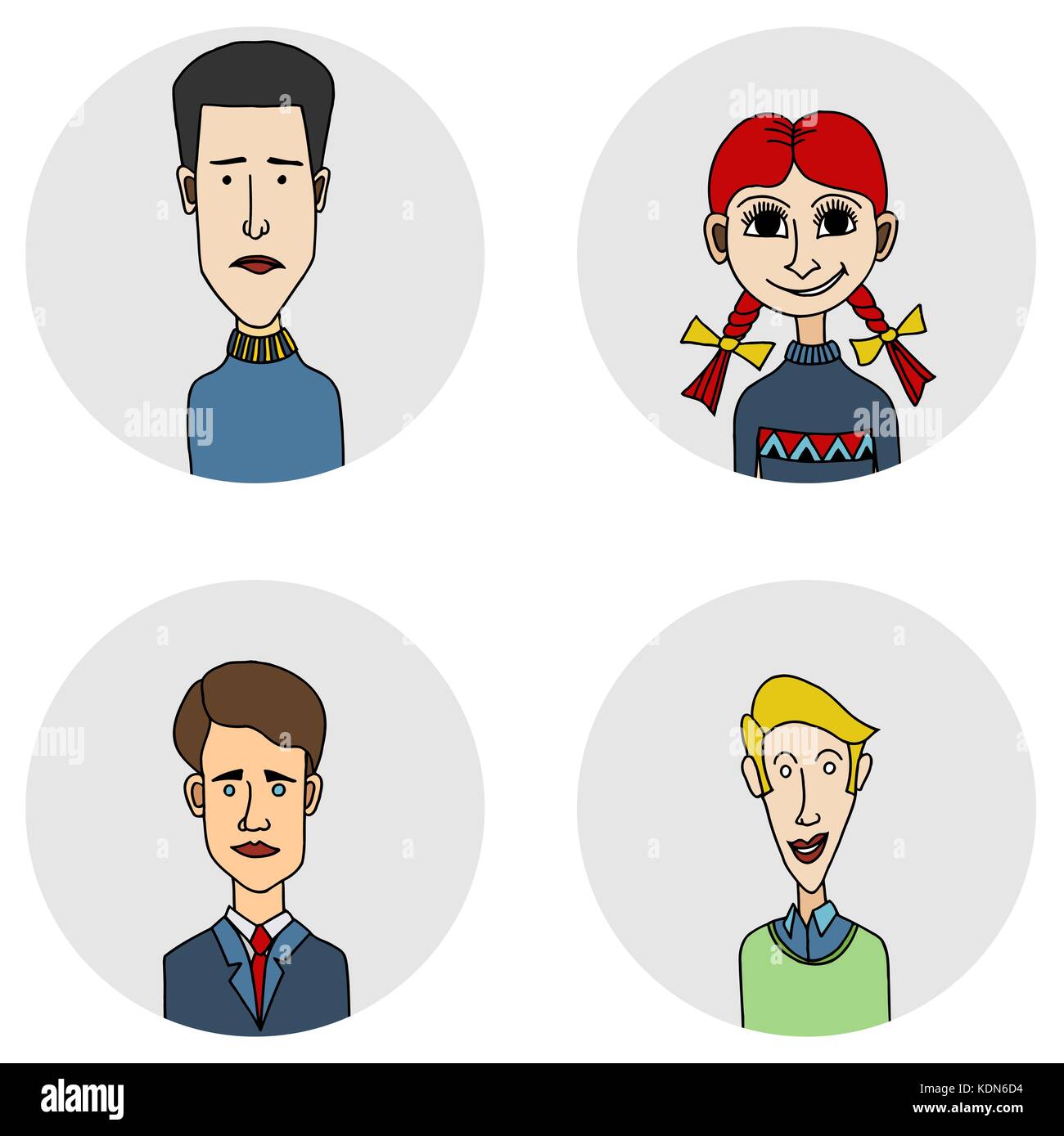 Colored Sketch people icons. Peoples hand-drawn round avatars isolated ...