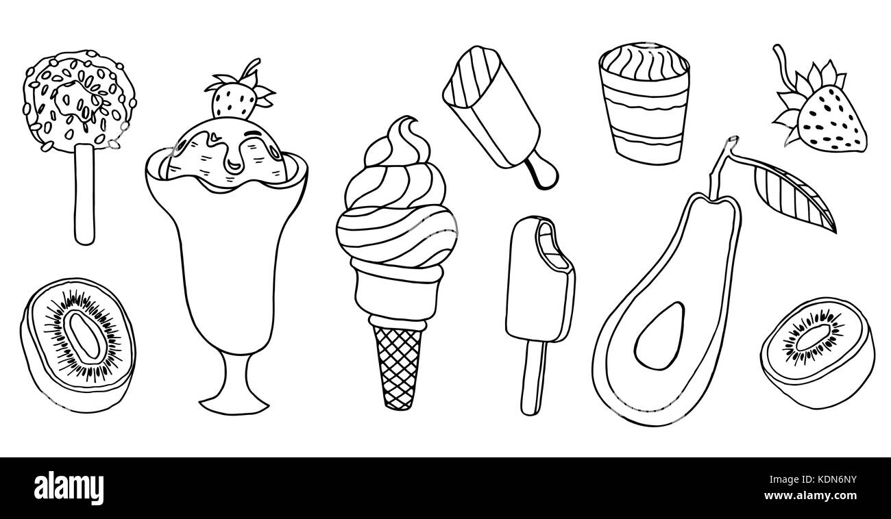 Collection of vector ice cream illustrations isolated on white Stock ...