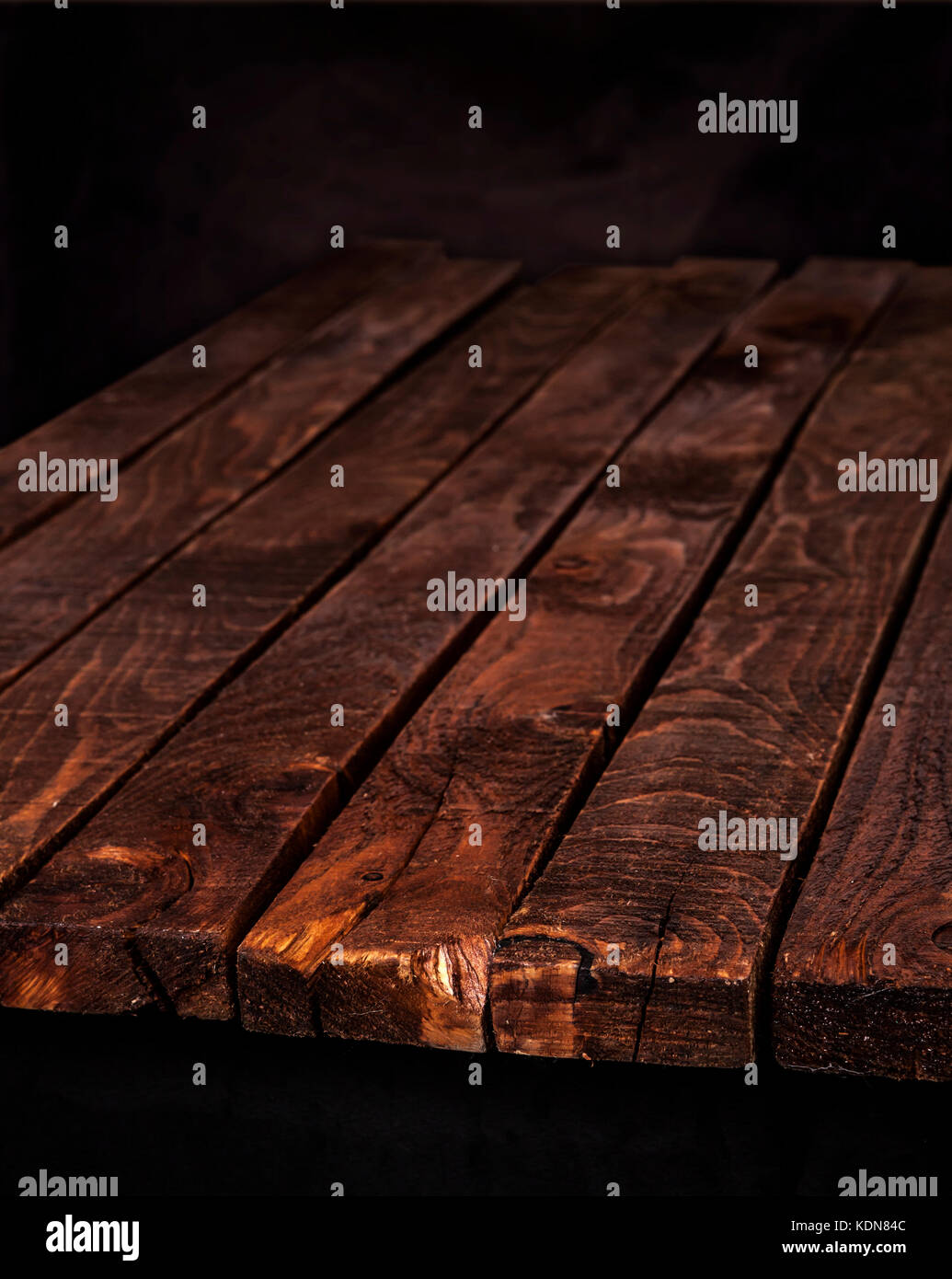 Dark wood table, brown wooden background Stock Photo