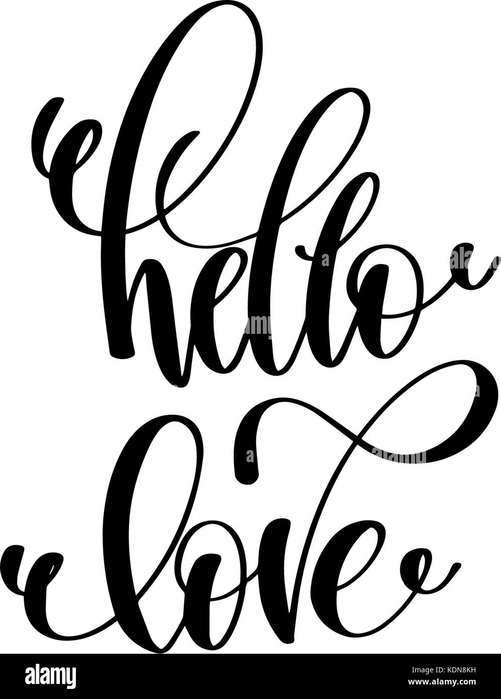 hello love hand lettering inscription positive quote Stock Vector