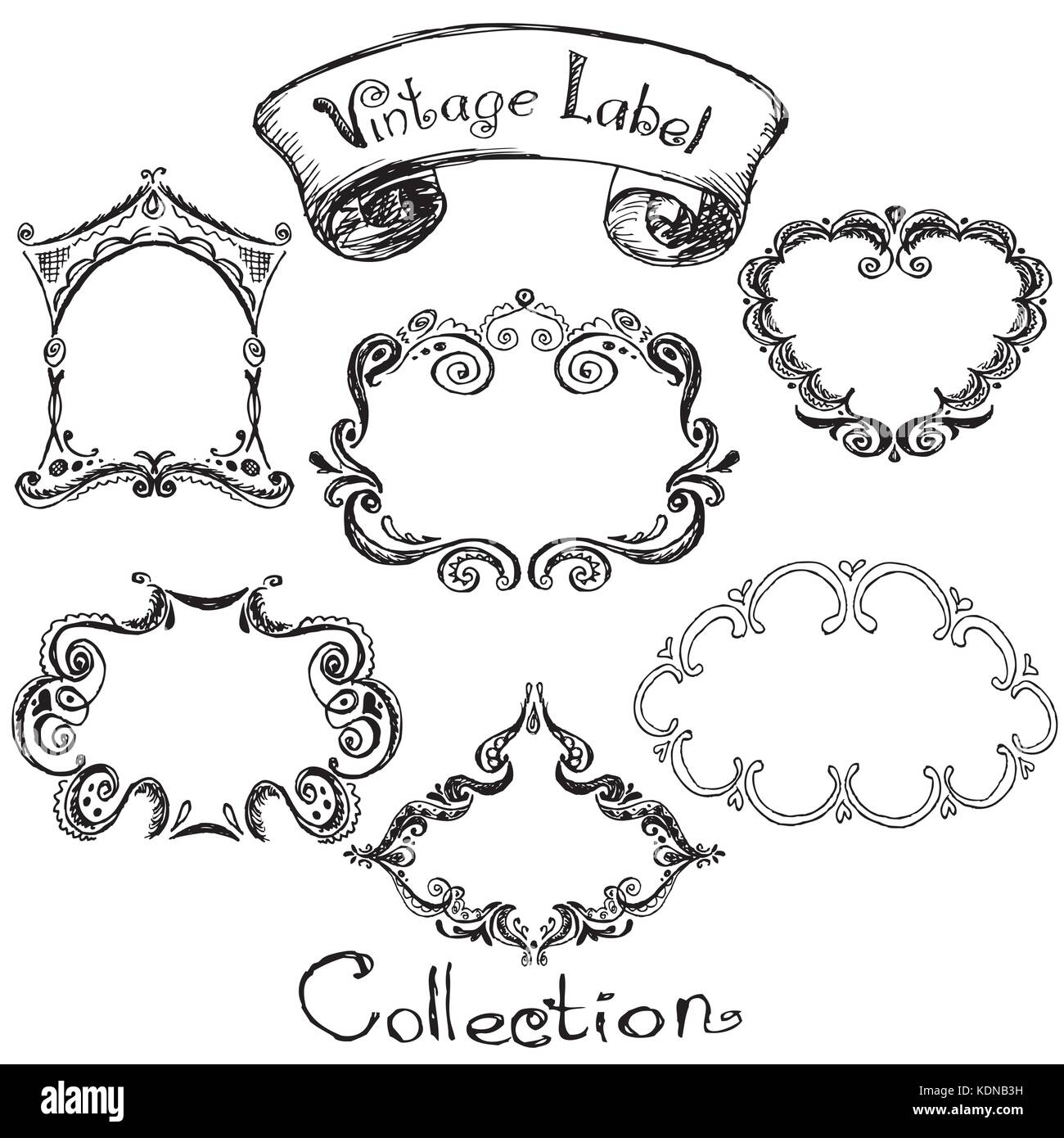 Set vintage label, hand drawing, vector Stock Vector Image & Art Alamy