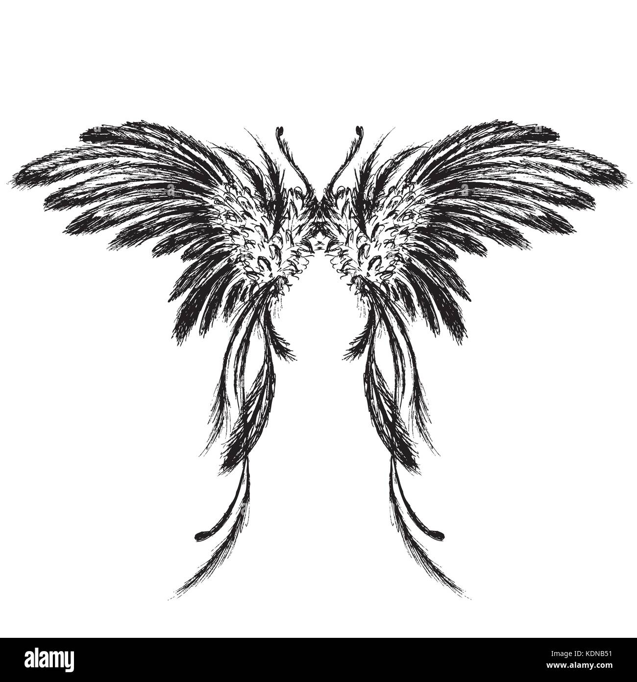 Wings isolated on white background,hand drawing, vector illustration ...