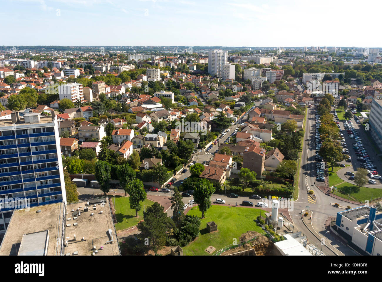 Creteil, France, French Public Hospital, Henri Mondor, Outisde Building, Aerial View Stock Photo