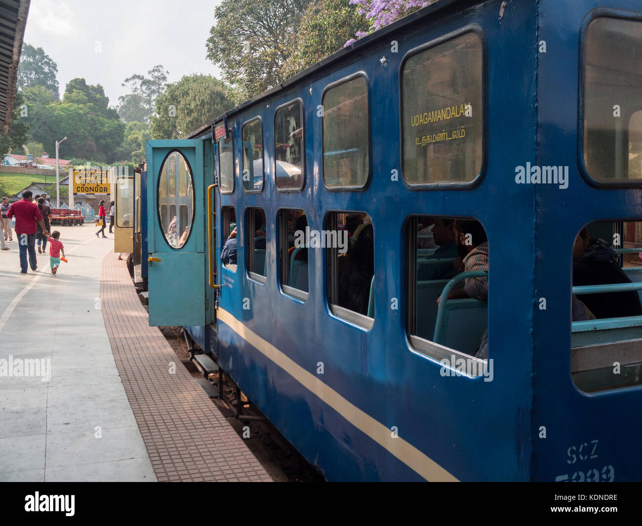 Nilgiri Toy Train at Coonoor train station Stock Photo