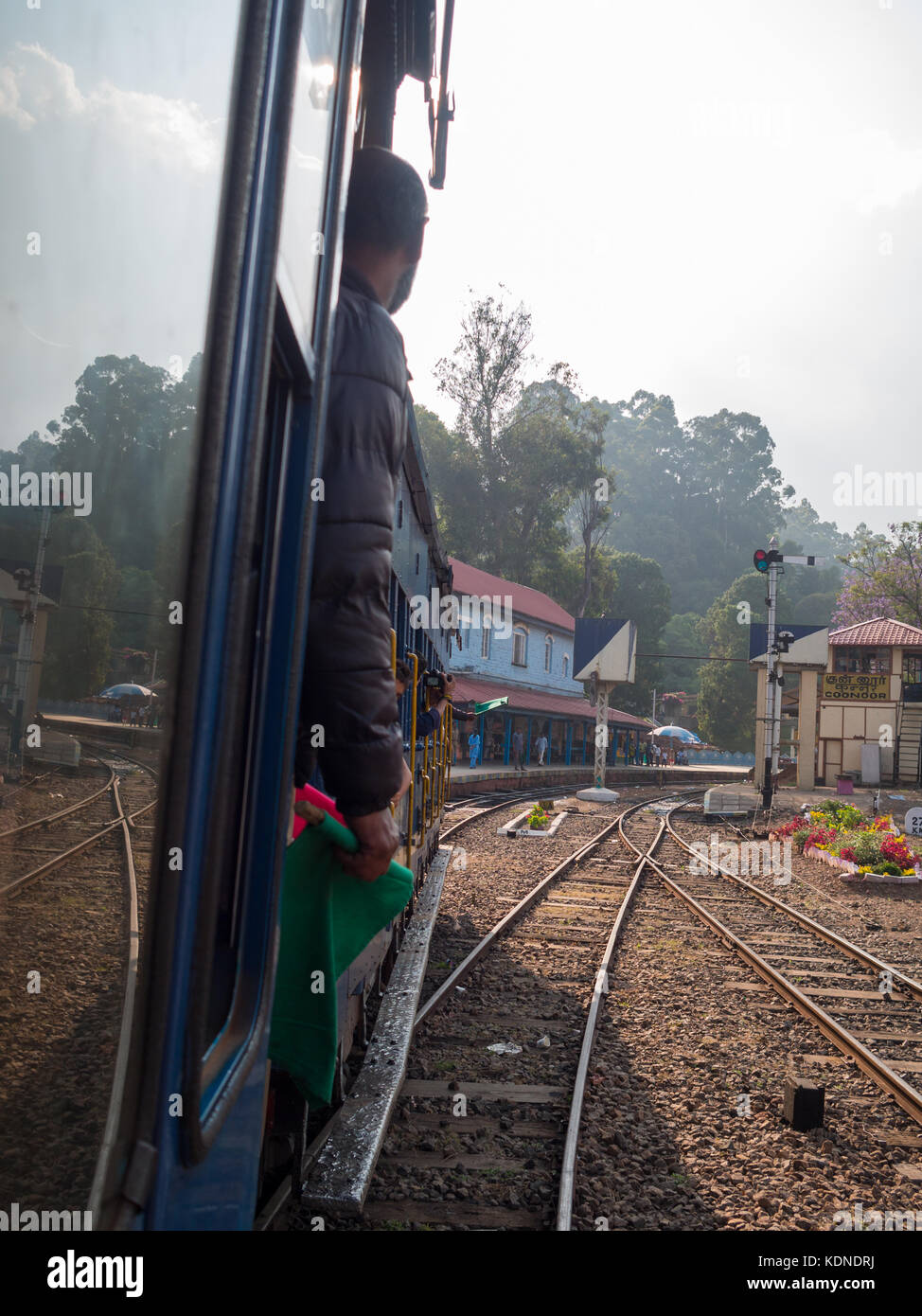 Nilgiri Mountain train departing Coonoor station Stock Photo