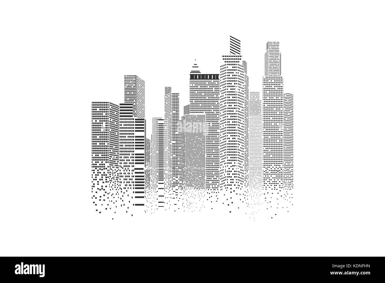 Building and City Illustration, City scene on white background Stock ...