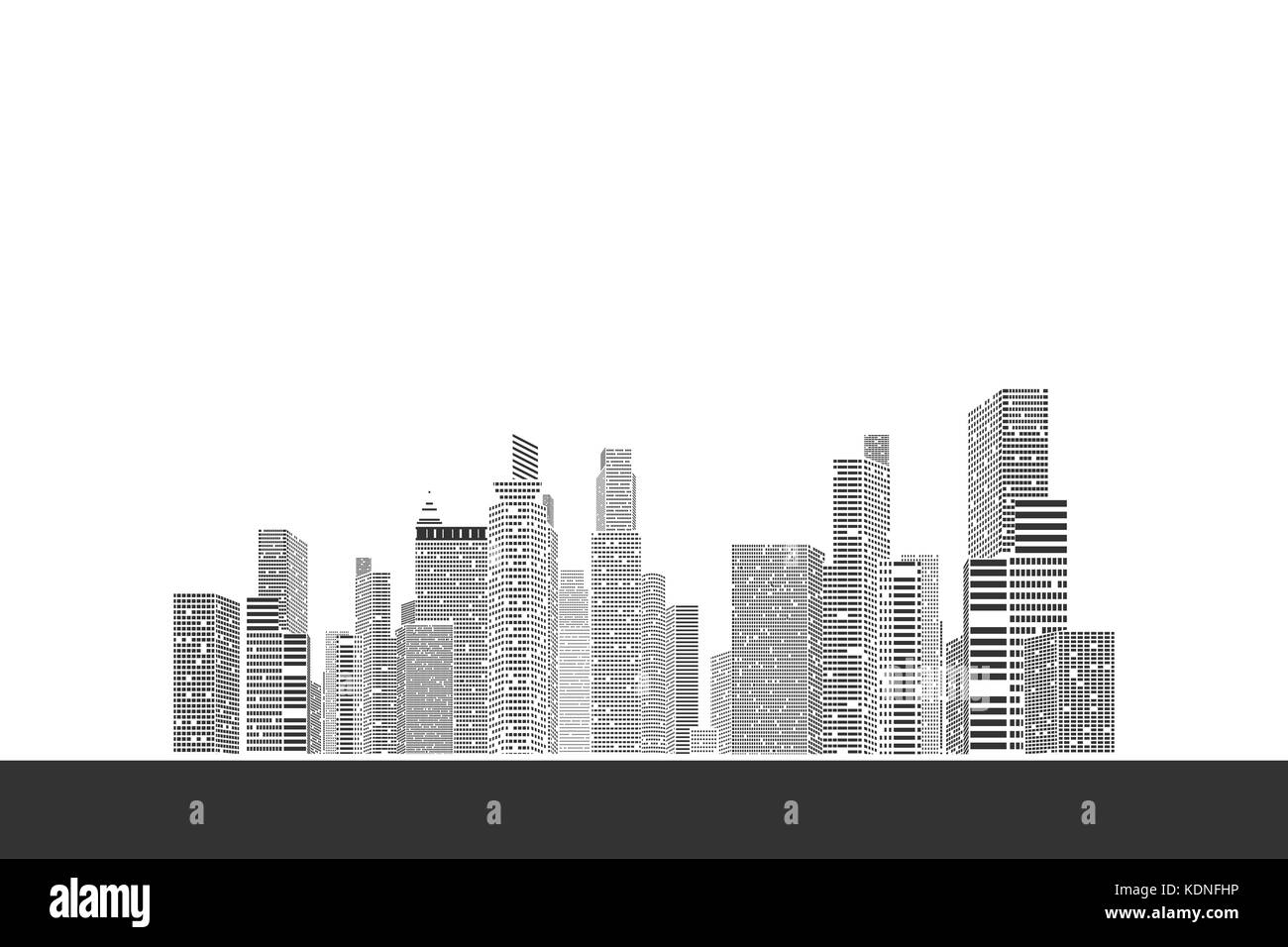 Building and City Illustration, City scene on white background Stock ...