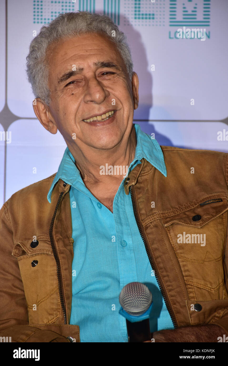 Mumbai, India. 14th Oct, 2017. Indian film actor Naseeruddin Shah at the special press meet before premiere of his film 'The Hungry' at Juhu in Mumbai. Credit: Azhar Khan/Pacific Press/Alamy Live News Stock Photo