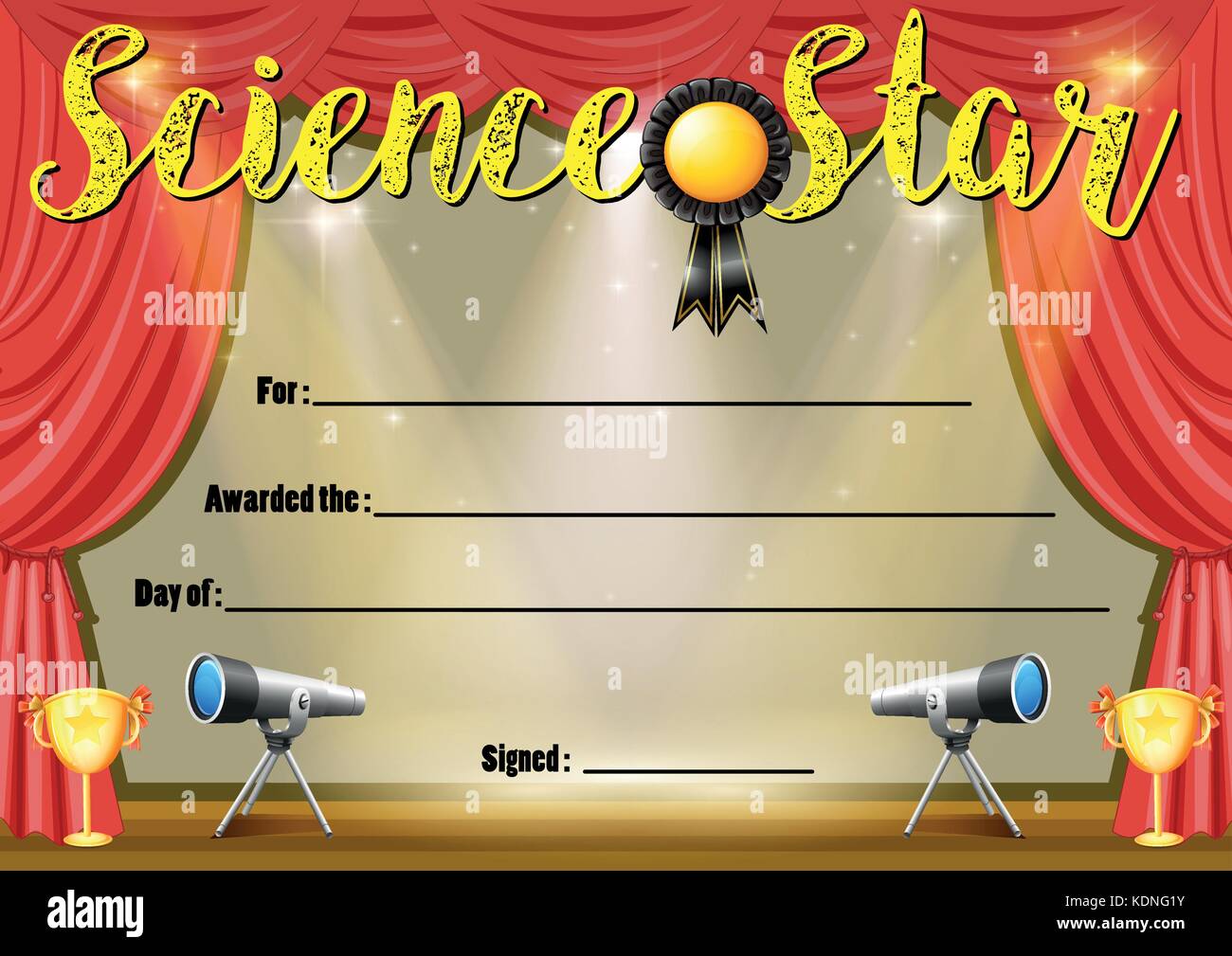 Certificate template for science star illustration Stock Vector Intended For Star Certificate Templates Free