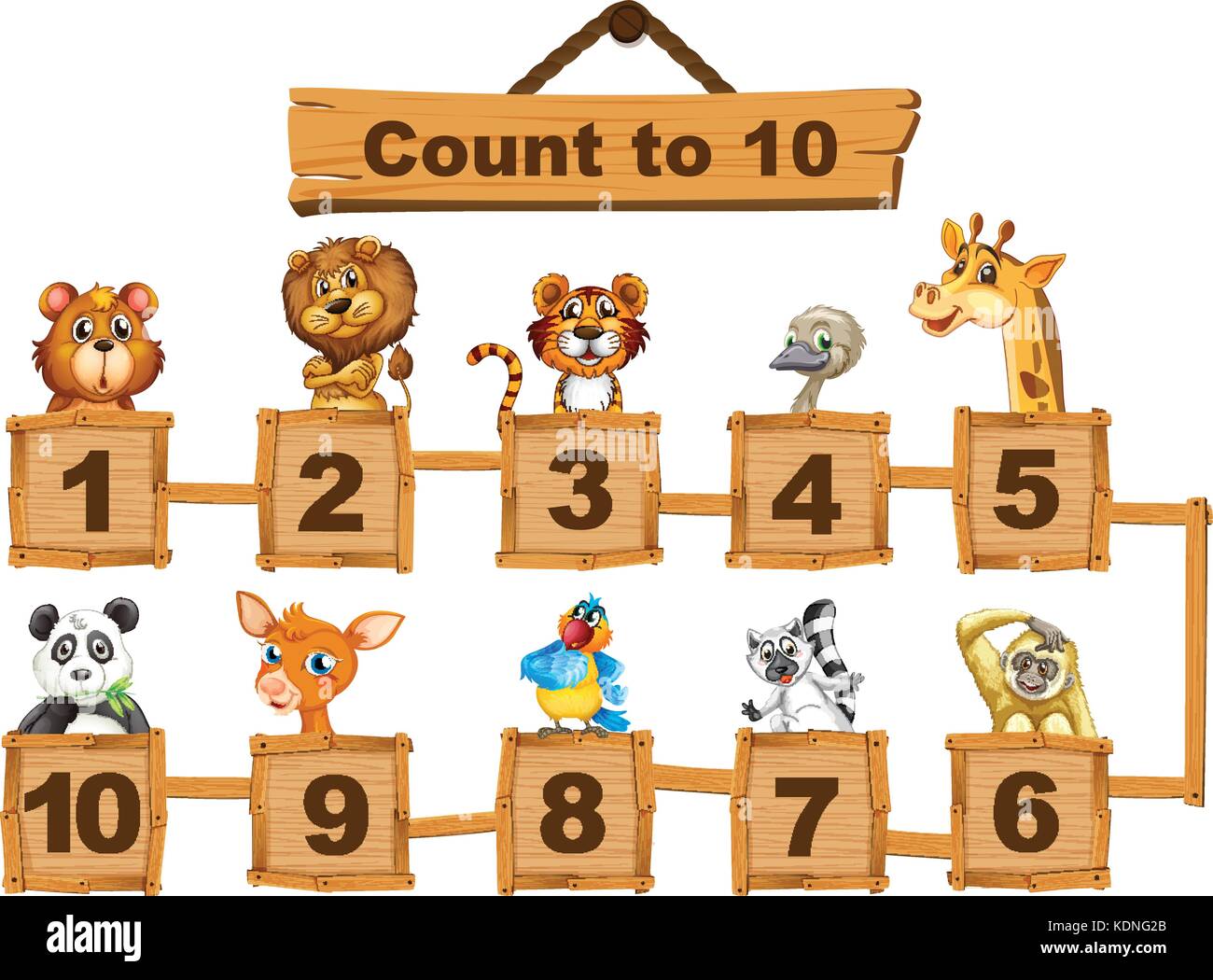 Counting numbers one to ten with animals illustration Stock Vector Image &  Art - Alamy