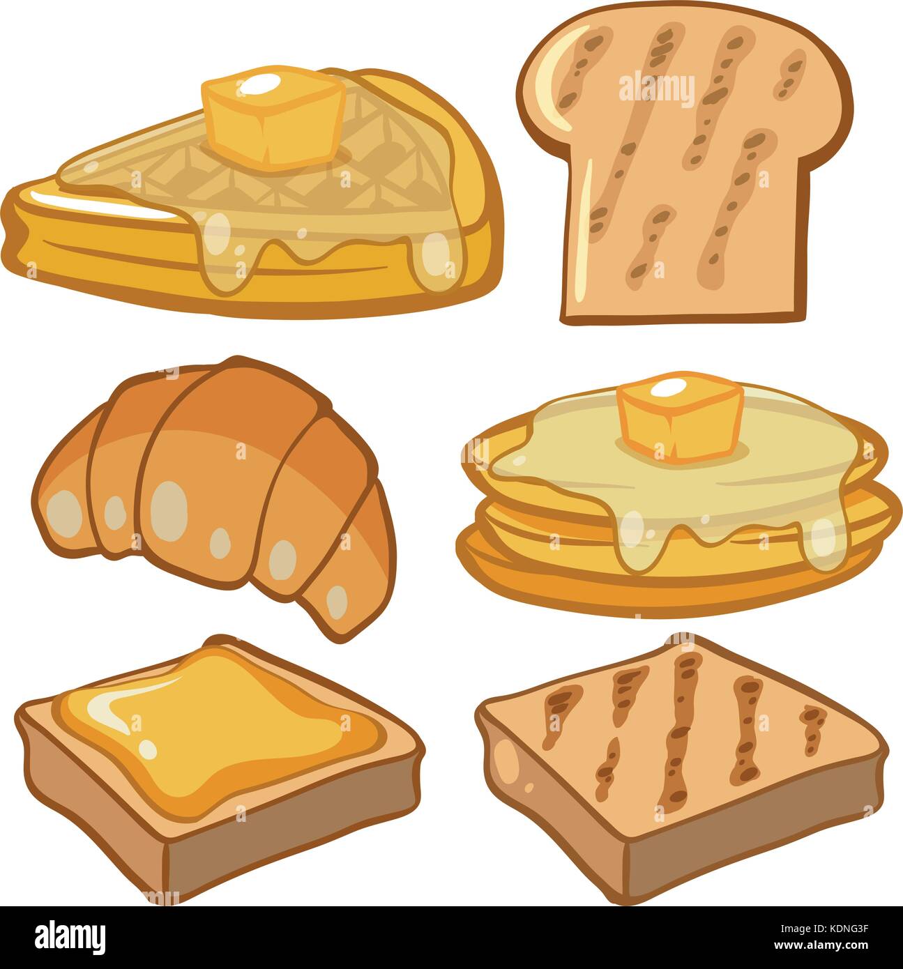 Different types of bread for breakfast illustration Stock Vector Image