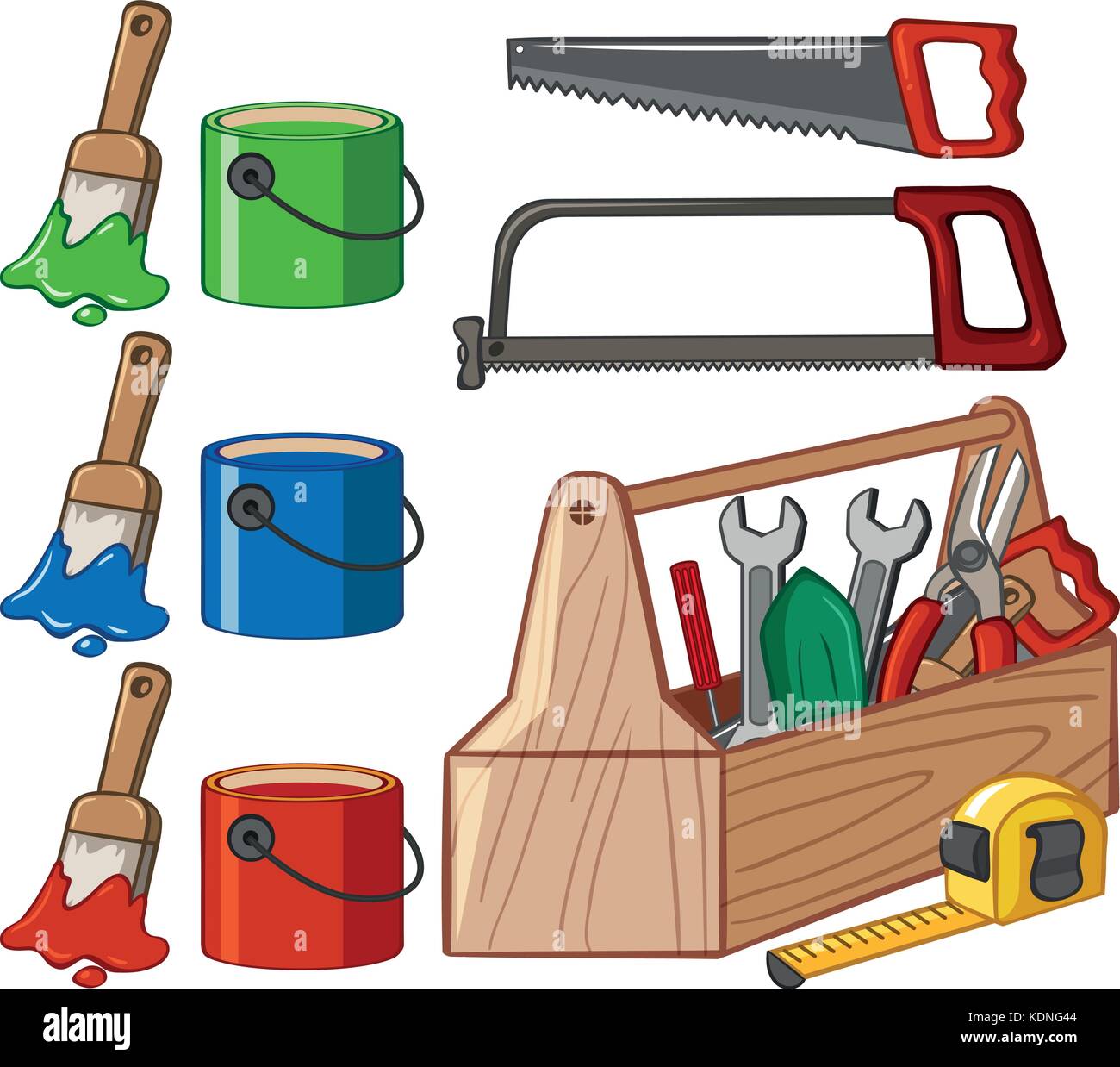Toolbox and paint buckets illustration Stock Vector Image & Art Alamy