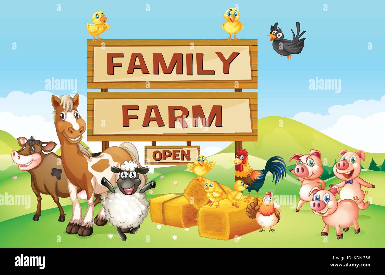Farm animals on the farm illustration Stock Vector Image & Art - Alamy