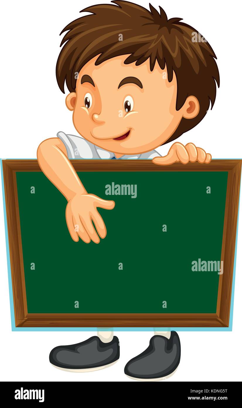 Happy boy with green board illustration Stock Vector Image & Art - Alamy