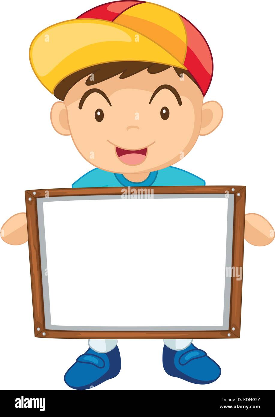 Little boy holding white board illustration Stock Vector Image & Art ...