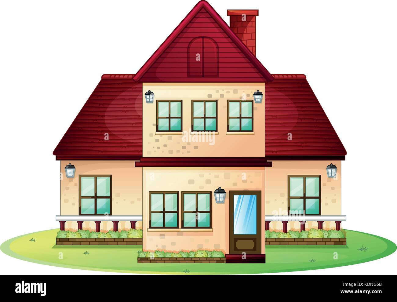 Two storey house with red roof illustration Stock Vector Image & Art ...