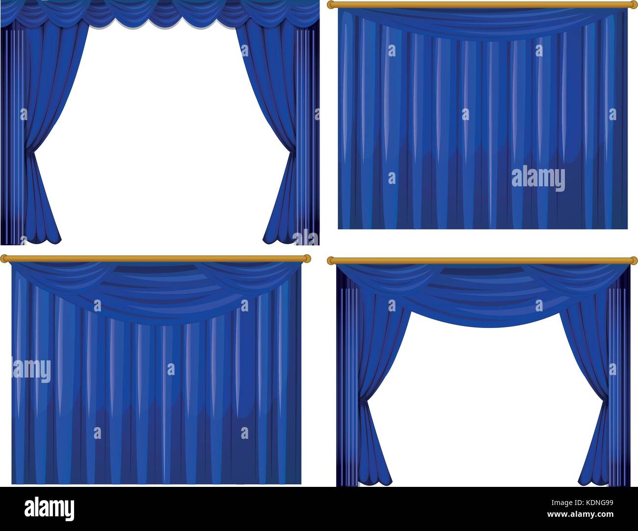Four design of blue curtains illustration Stock Vector Image & Art Alamy