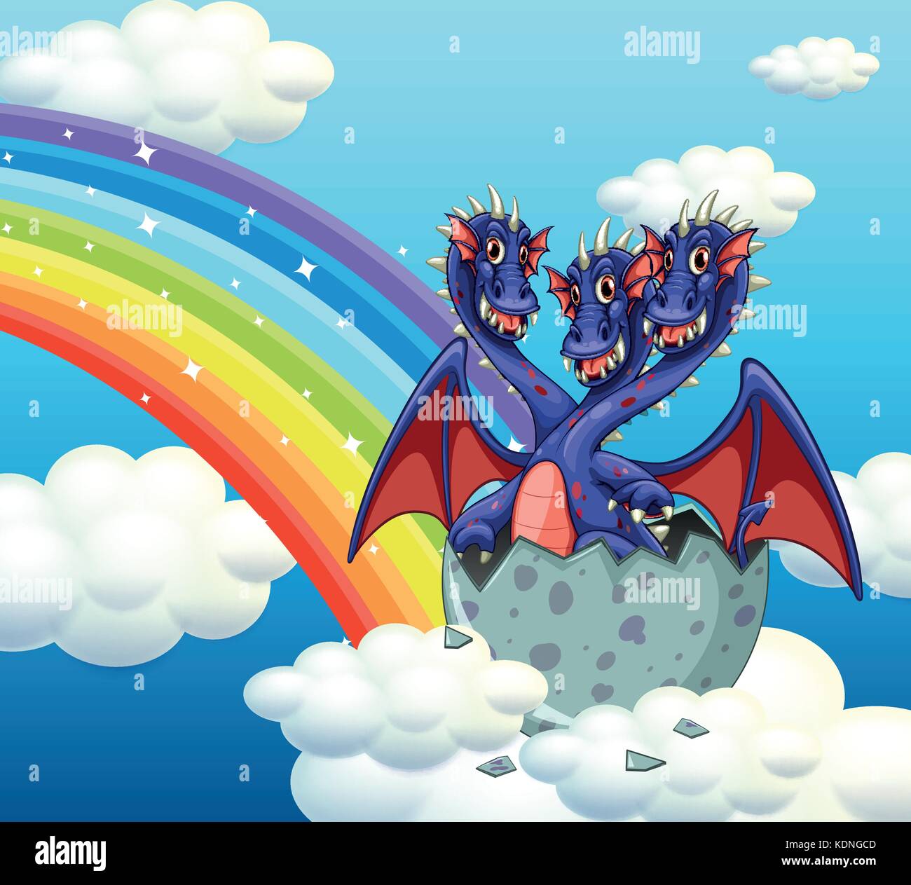 Three headed dragon hatching egg illustration Stock Vector Image & Art