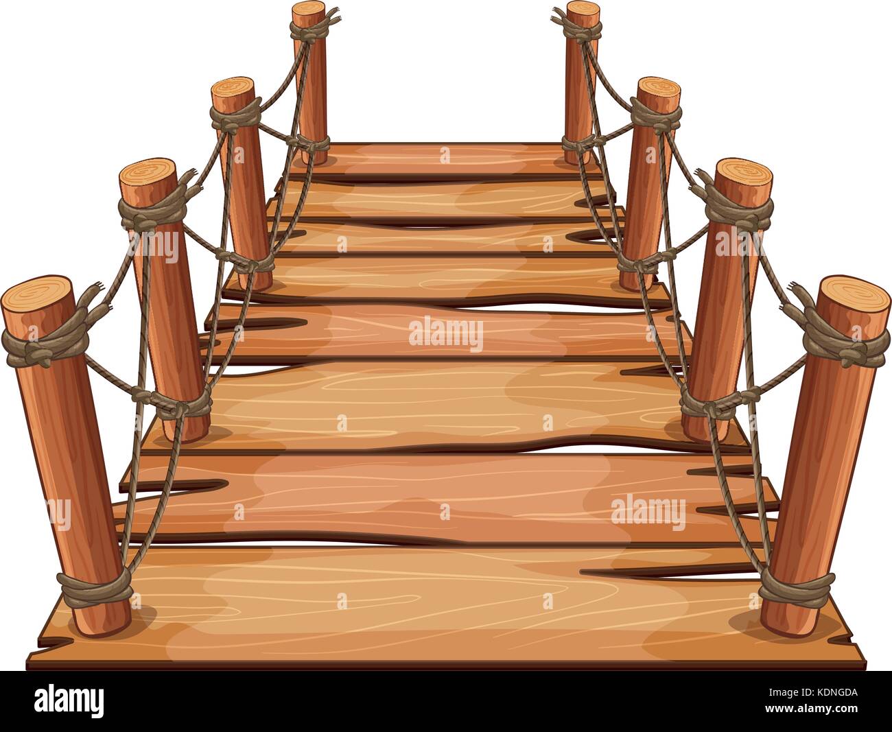 Wooden bridge with rope attached illustration Stock Vector Image & Art