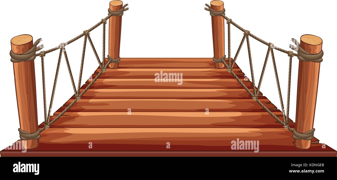 Long Rope Bridge Outline Wooden bridge with rope attached illustration Stock Vector Image & Art ...
